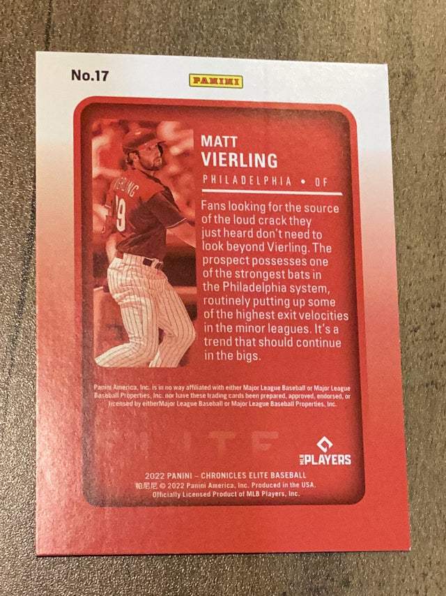 Matt Vierling Philadelphia Phillies MLB 2022 Panini Chronicles - Elite 17 Panini