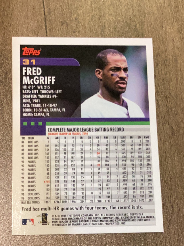 Fred McGriff Tampa Bay Devil Rays MLB 2000 Topps 31 Topps