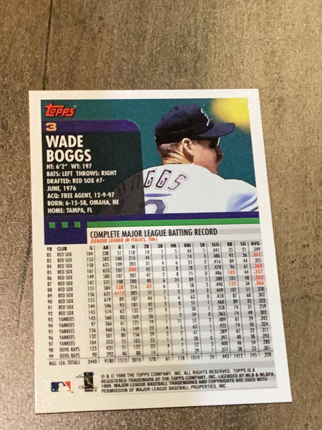 Wade Boggs Tampa Bay Devil Rays MLB 2000 Topps 3 Topps