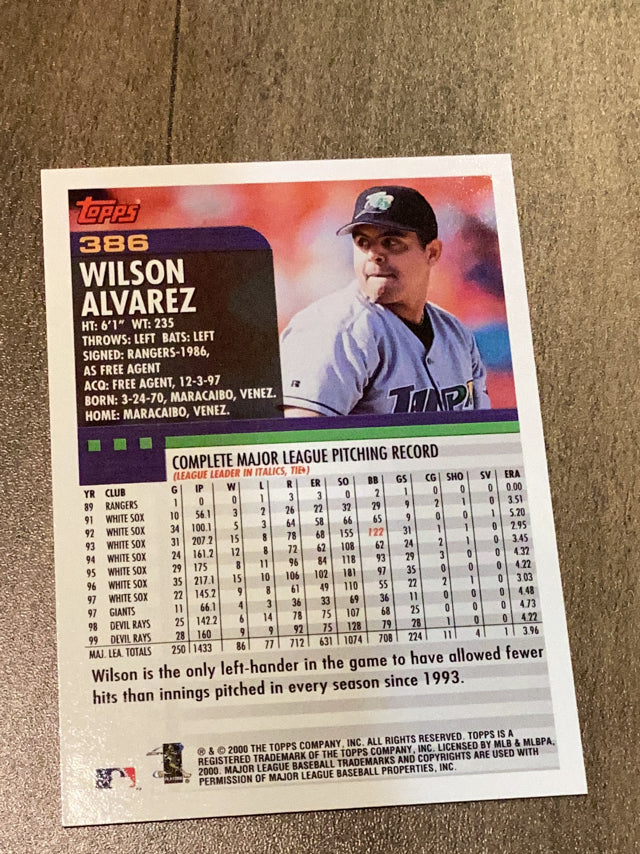 Wilson Alvarez Tampa Bay Devil Rays MLB 2000 Topps 386 Topps