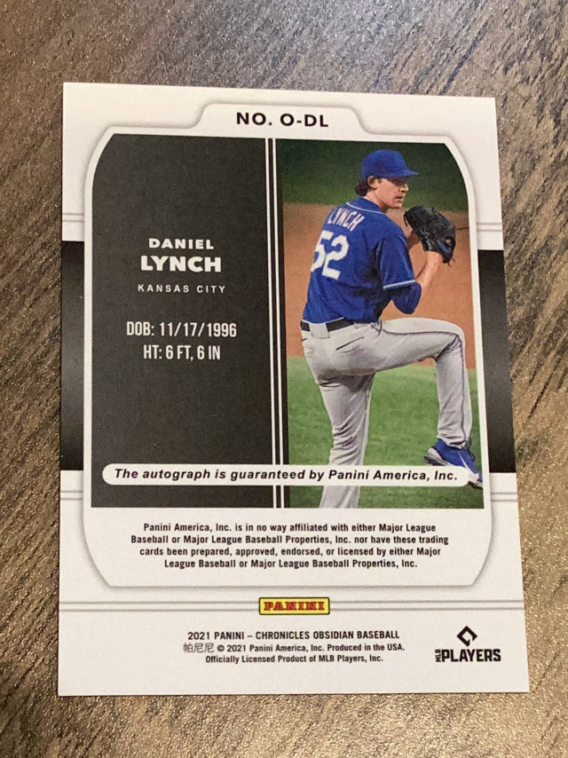 Daniel Lynch Kansas City Royals MLB 2021 Panini Chronicles - Obsidian Autographs Electric Etch Purple O-DL AU, SN99 Panini