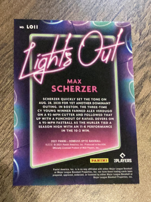 Max Scherzer Washington Nationals MLB 2021 Donruss Optic - Lights Out Holo LO11 Donruss