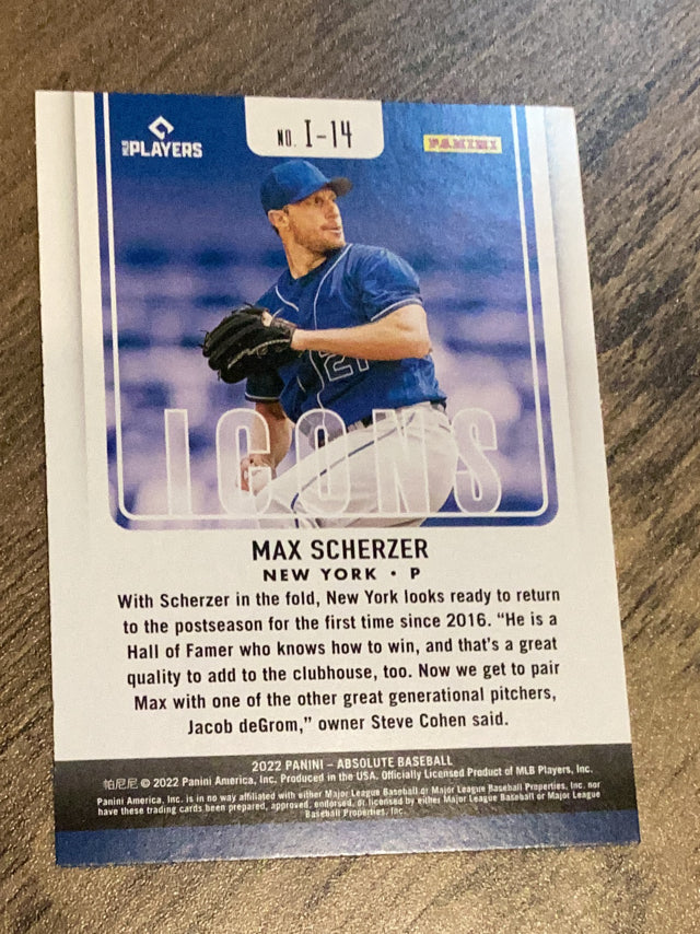 Max Scherzer New York Mets MLB 2022 Panini Absolute: Icons Retail Green I-14 Panini