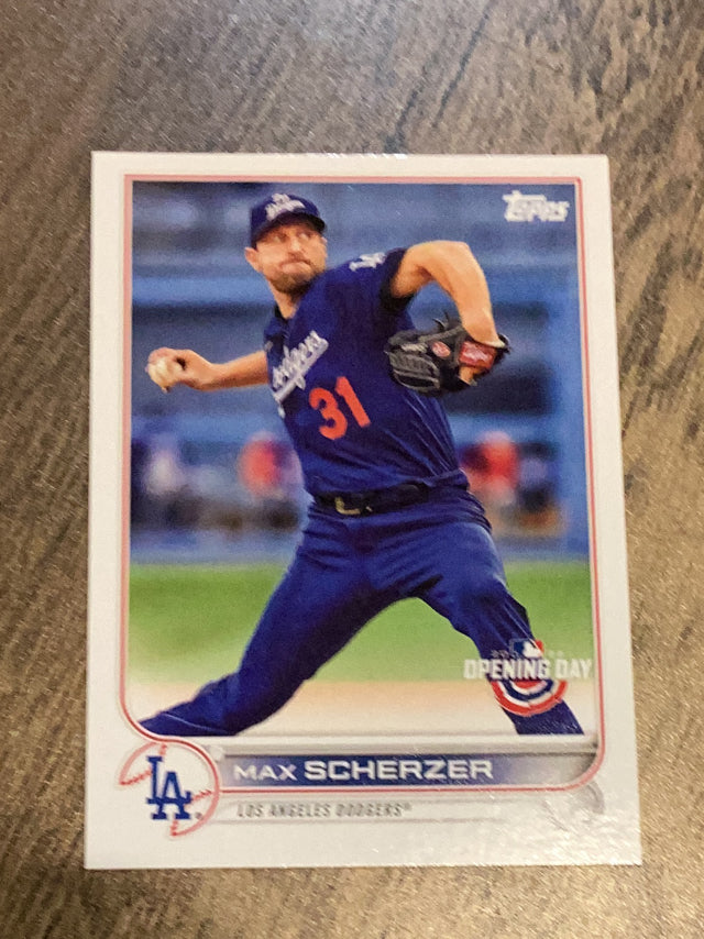 Max Scherzer Los Angeles Dodgers MLB 2022 Topps Opening Day 129 BASE: Pitching