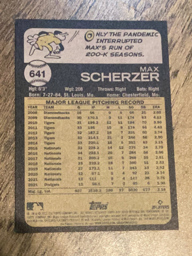 Max Scherzer New York Mets MLB 2022 Topps Heritage 641 Topps