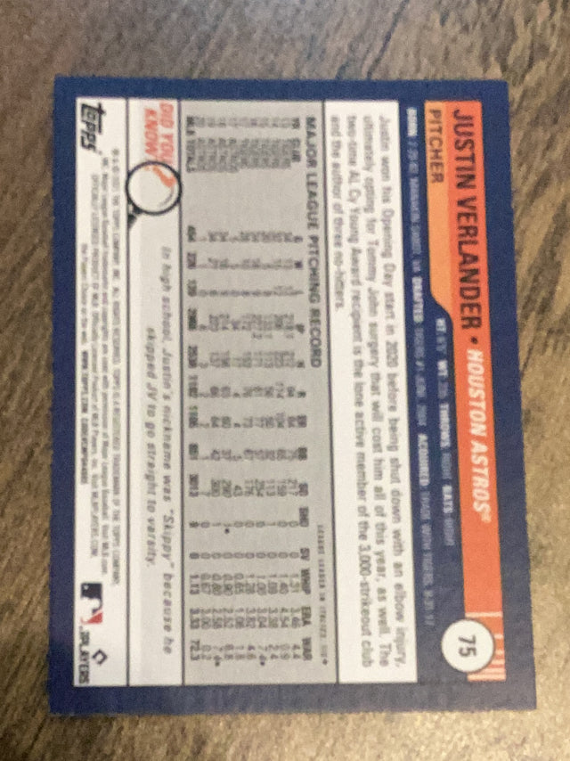 Justin Verlander Houston Astros MLB 2021 Topps Big League 75 Topps