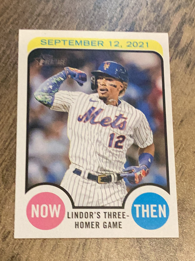 Francisco Lindor New York Mets MLB 2022 Topps Heritage: Now and Then NAT-8 