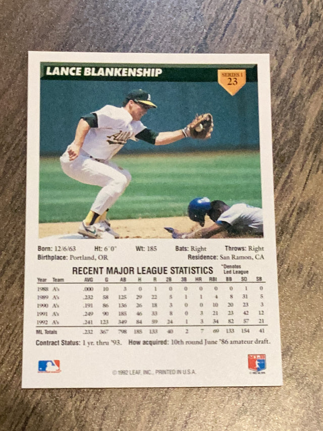 Lance Blankenship Oakland Athletics MLB 1993 Donruss 23 Donruss