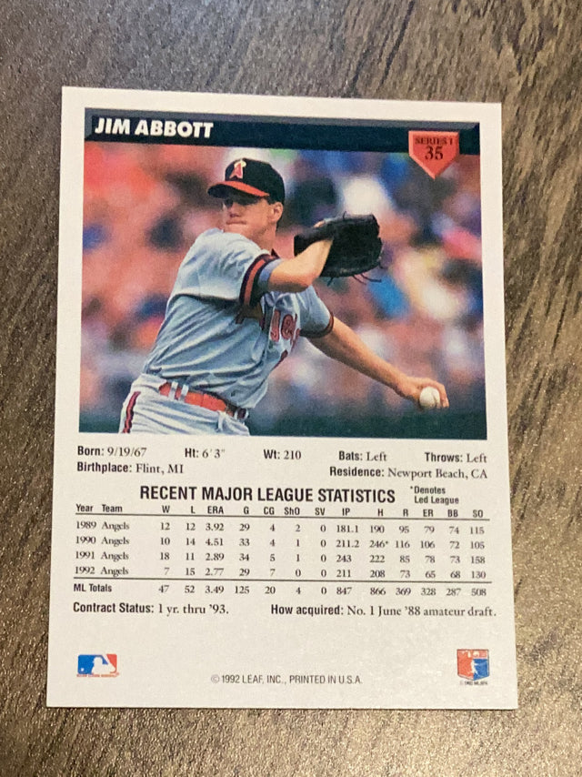 Jim Abbott California Angels MLB 1993 Donruss 35 Donruss