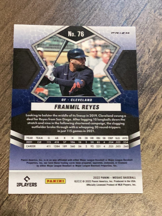 Franmil Reyes Cleveland Indians MLB 2022 Panini Mosaic: Reactive Blue Mosaic 76 Panini