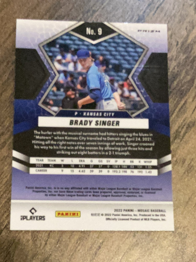 Brady Singer Kansas City Royals MLB 2022 Panini Mosaic: Blue Mosaic 9 SN99 Panini