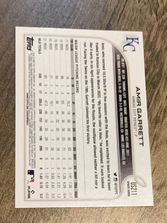 Amir Garrett Kansas City Royals MLB 2022 Topps Update US211 Topps