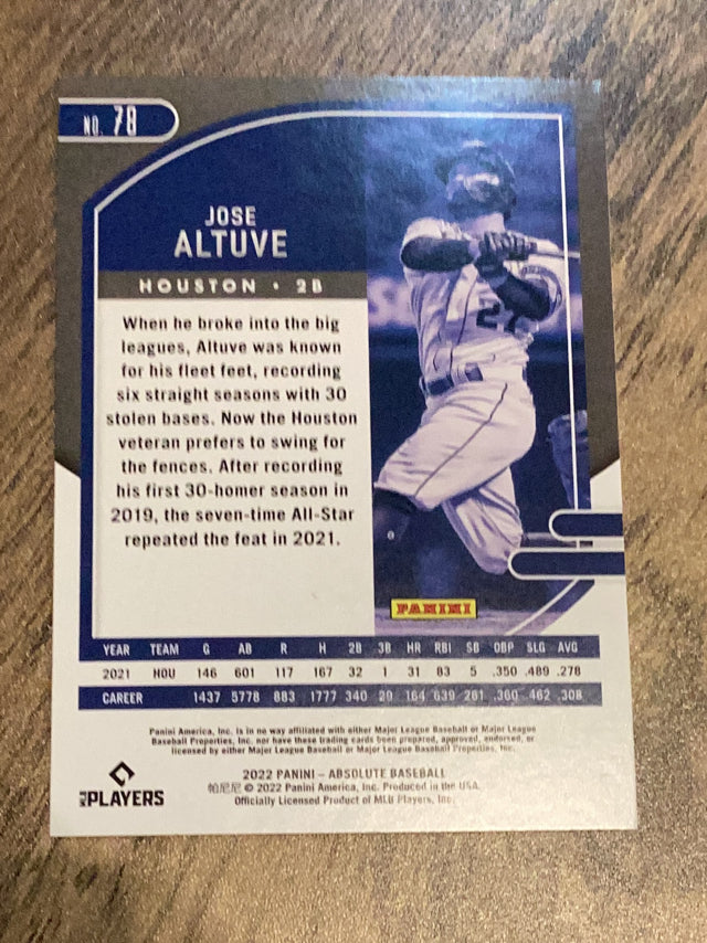 Jose Altuve Houston Astros MLB 2022 Panini Absolute 78 Panini