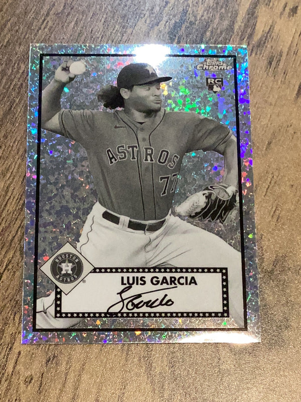 Luis Garcia Houston Astros MLB 2021 Topps Chrome Platinum Anniversary - Black & White Mini-Diamonds Refractor 55 