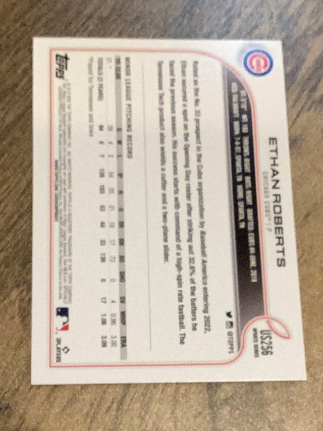 Ethan Roberts Chicago Cubs MLB 2022 Topps Update US256 RC Topps