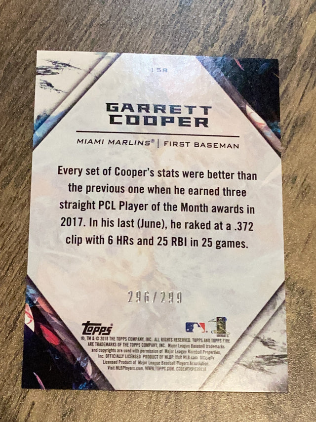 Garrett Cooper Miami Marlins MLB 2018 Topps Fire - Orange 158 SN299 Topps