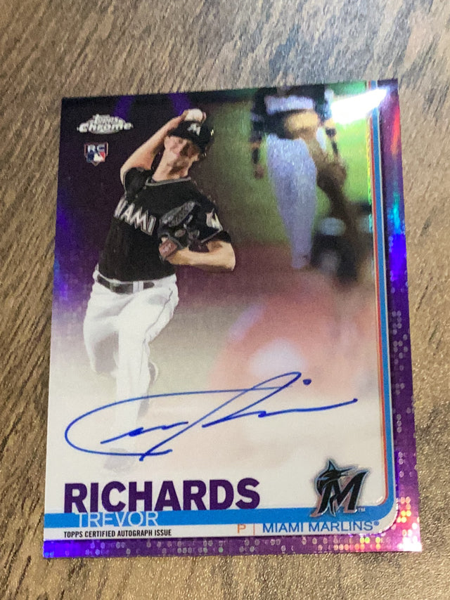 Trevor Richards Miami Marlins MLB 2019 Topps Chrome - Rookie Autographs Purple Refractor RA-TR AU, SN250