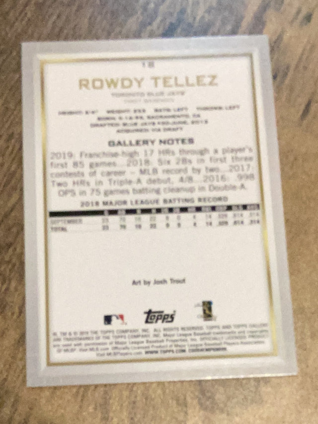 Rowdy Tellez Toronto Blue Jays MLB 2019 Topps Gallery 18 RC Topps