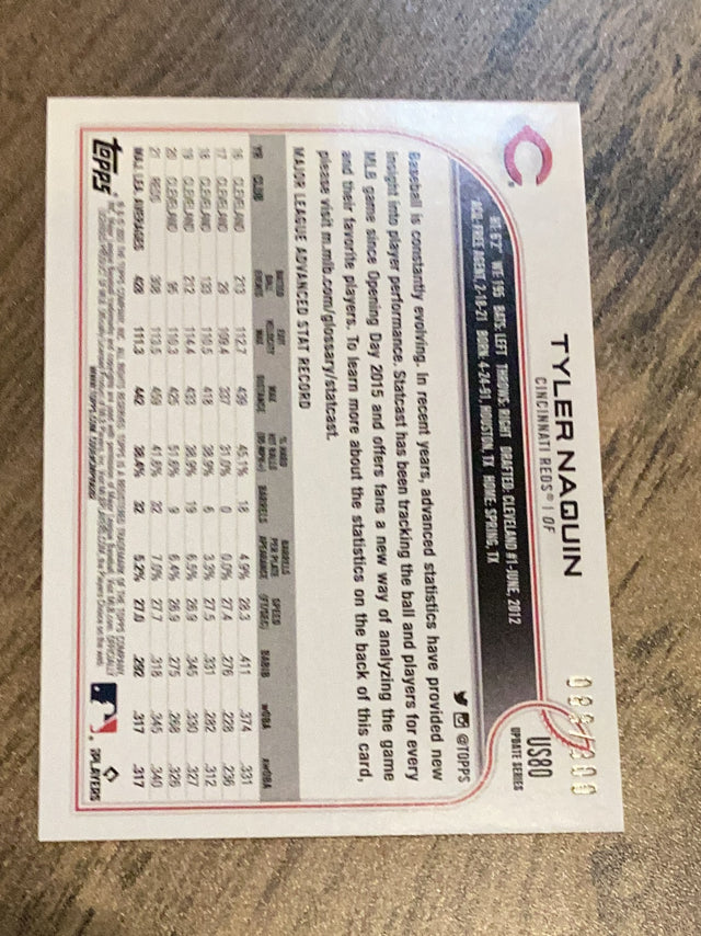 Tyler Naquin Cincinnati Reds MLB 2022 Topps Update: Advanced Stat US80 SN300 Topps