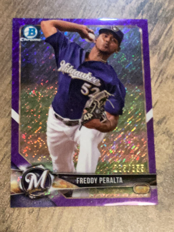 Freddy Peralta Milwaukee Brewers MLB 2018 Bowman Chrome - Prospects Purple Refractor BCP221 SN250