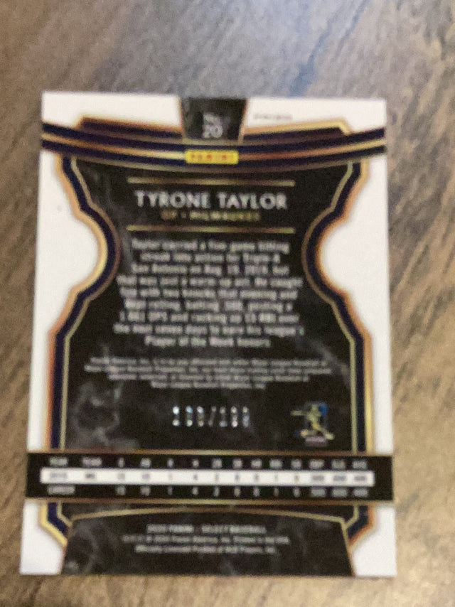 Tyrone Taylor Milwaukee Brewers MLB 2020 Panini Select - Red 20 SN199 Panini