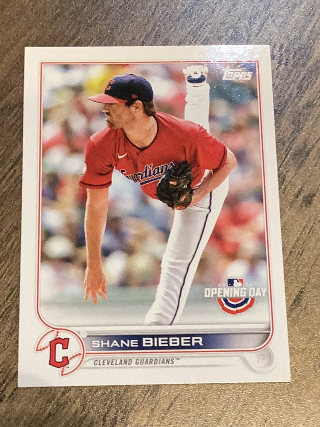 Shane Bieber Cleveland Guardians MLB 2022 Topps Opening Day 164 