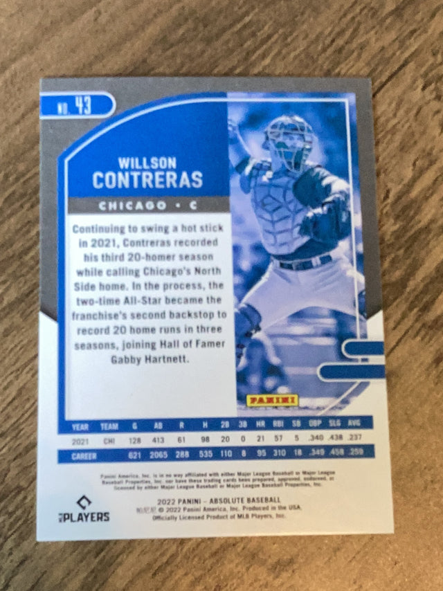 Willson Contreras Chicago Cubs MLB 2022 Panini Absolute 43 Topps