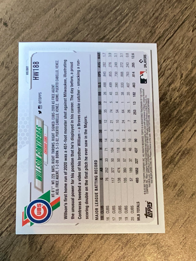 Willson Contreras Chicago Cubs MLB 2021 Topps Holiday HW188 Topps