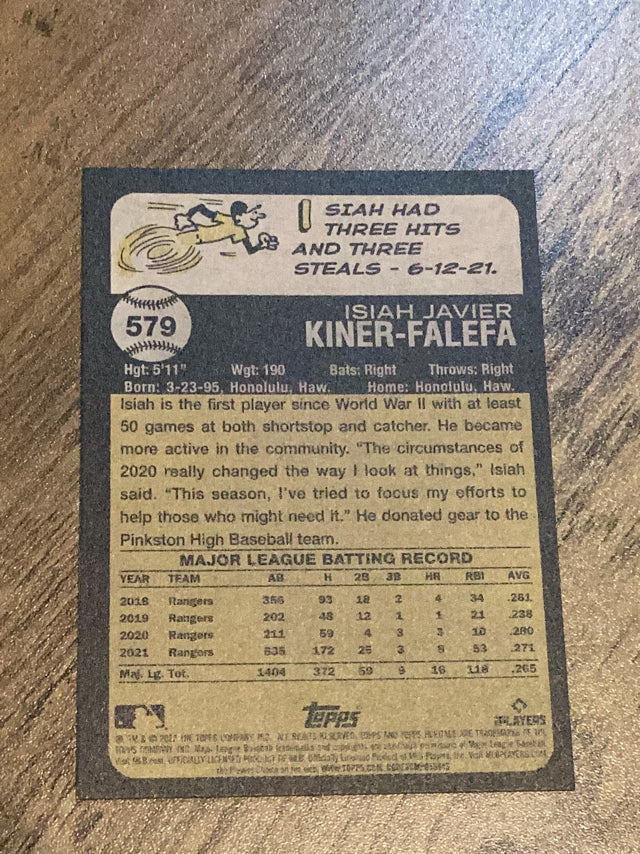 Isiah Kiner-Falefa New York Yankees MLB 2022 Topps Heritage 579 Topps