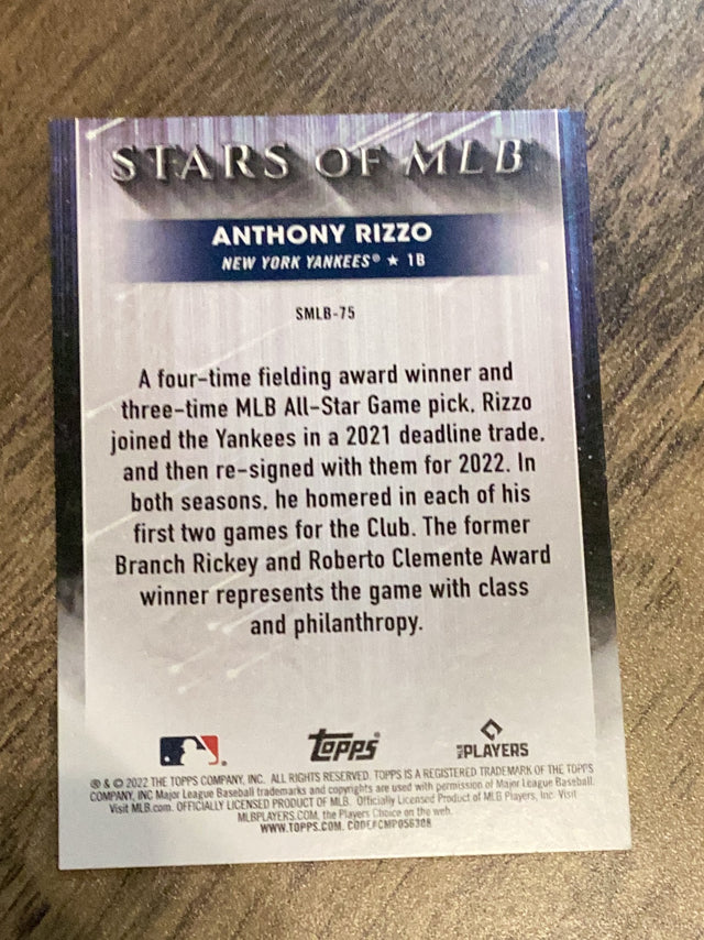 Anthony Rizzo New York Yankees MLB 2022 Topps Update: Stars of MLB SMLB-75 Topps