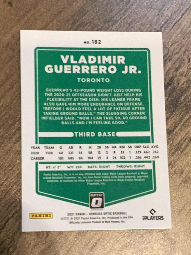 Vladimir Guerrero Jr. Toronto Blue Jays MLB 2021 Donruss Optic 182 Donruss