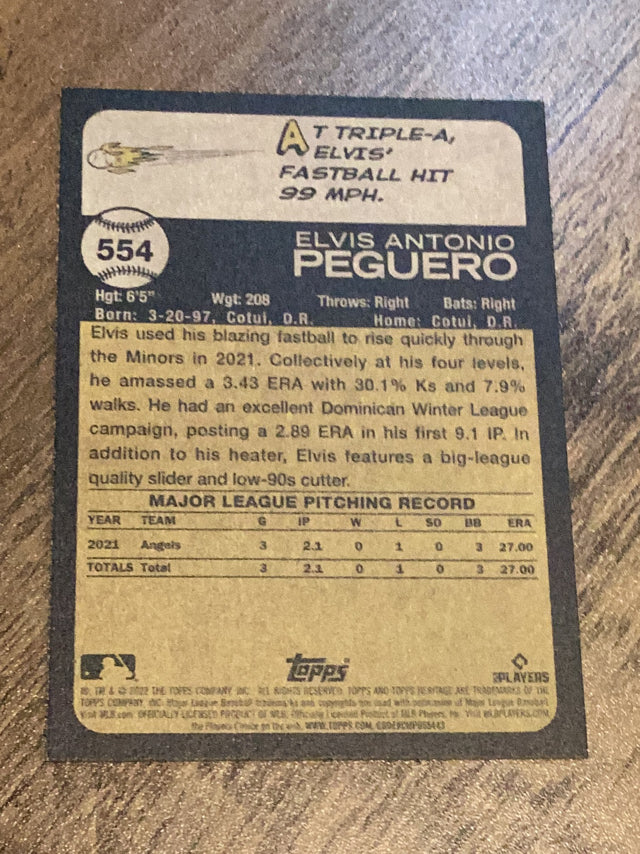 Elvis Peguero Los Angeles Angels MLB 2022 Topps Heritage 554 RC Topps