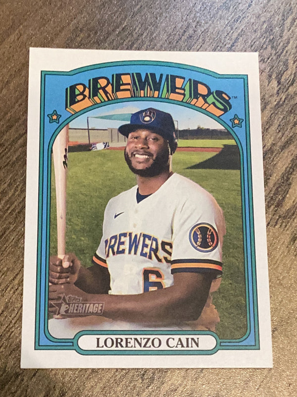 Lorenzo Cain Milwaukee Brewers MLB 2021 Topps Heritage 660 