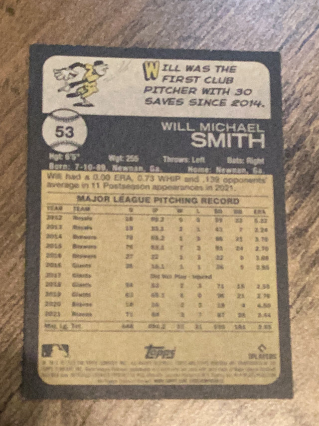 Will Smith Atlanta Braves MLB 2022 Topps Heritage 53 Topps