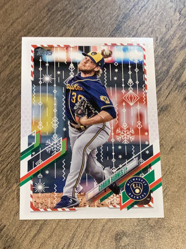 Corbin Burnes Milwaukee Brewers MLB 2021 Topps Holiday HW26 