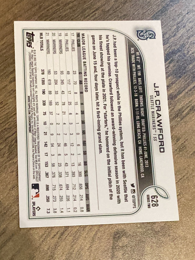 J.P. Crawford Seattle Mariners MLB 2022 Topps 628 Topps