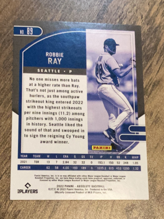 Robbie Ray Seattle Mariners MLB 2022 Panini Absolute 89 Panini