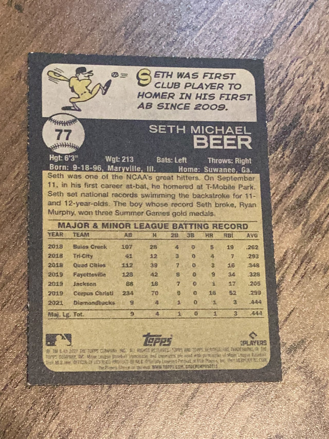 Seth Beer Arizona Diamondbacks MLB 2022 Topps Heritage 77 RC Topps