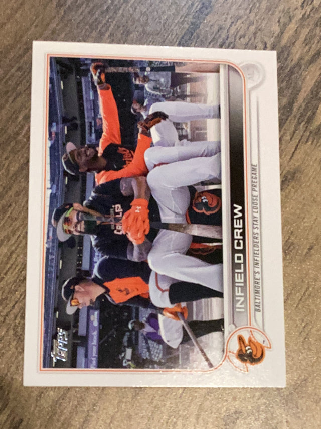 Infield Crew (Jorge Mateo / Rougned Odor) Baltimore Orioles MLB 2022 Topps Update US312 Infield Crew (Jorge Mateo / Rougned Odor) VC