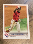 Adolis Garcia Texas Rangers MLB 2022 Topps 652 ASR\nBASE: running, red jersey