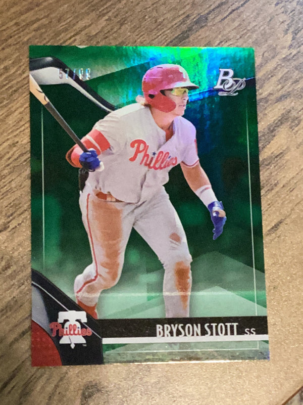 Bryson Stott Philadelphia Phillies MLB 2021 Bowman Platinum - Top Prospects Green TOP-16 SN99