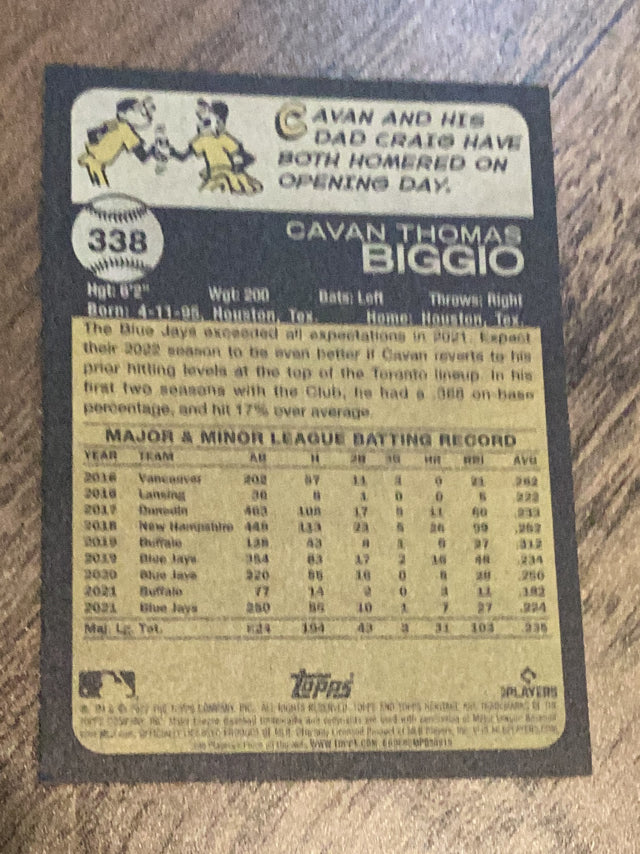 Cavan Biggio Toronto Blue Jays MLB 2022 Topps Heritage 338 Topps