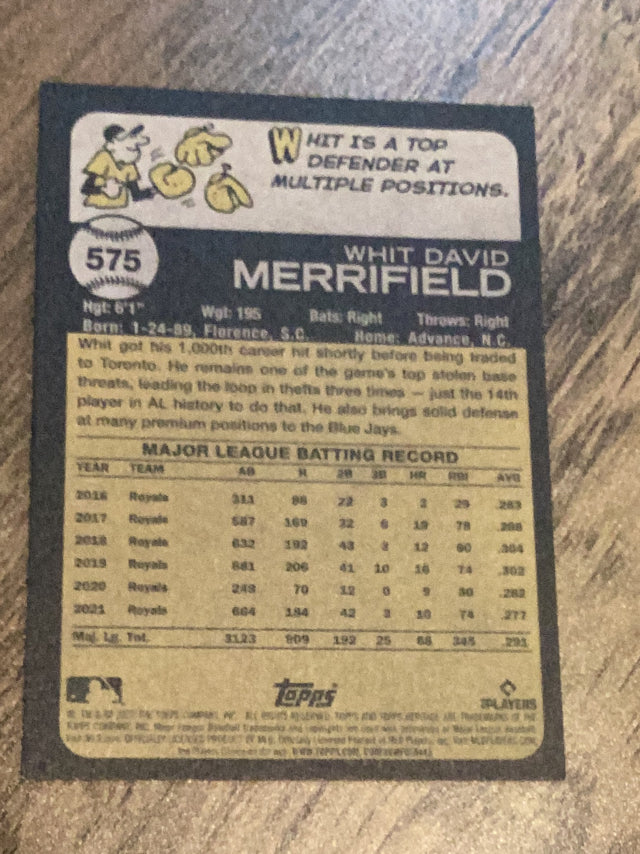 Whit Merrifield Toronto Blue Jays MLB 2022 Topps Heritage 575 Topps