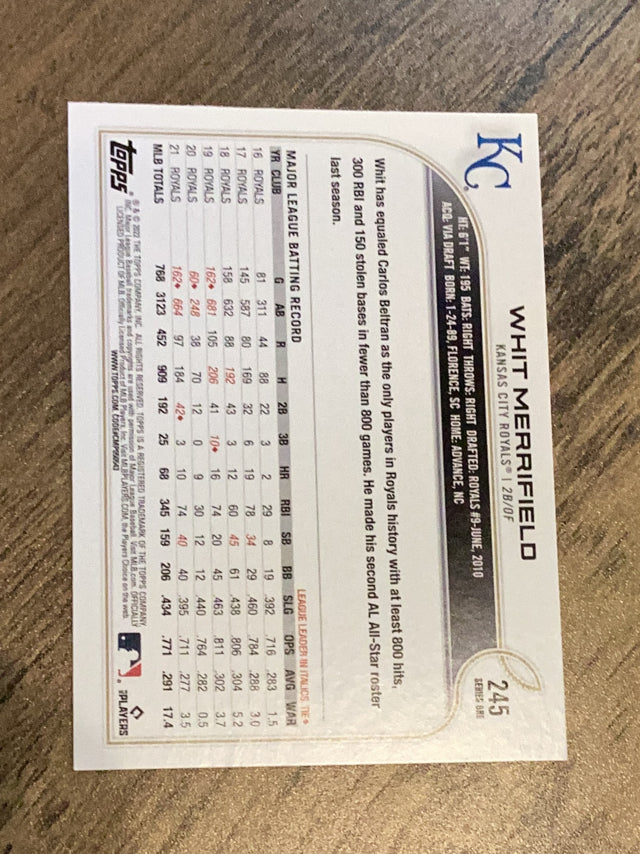 Whit Merrifield Kansas City Royals MLB 2022 Topps 245 Topps