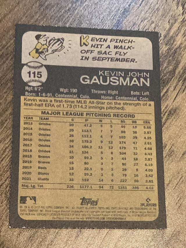 Kevin Gausman Toronto Blue Jays MLB 2022 Topps Heritage 115 Topps