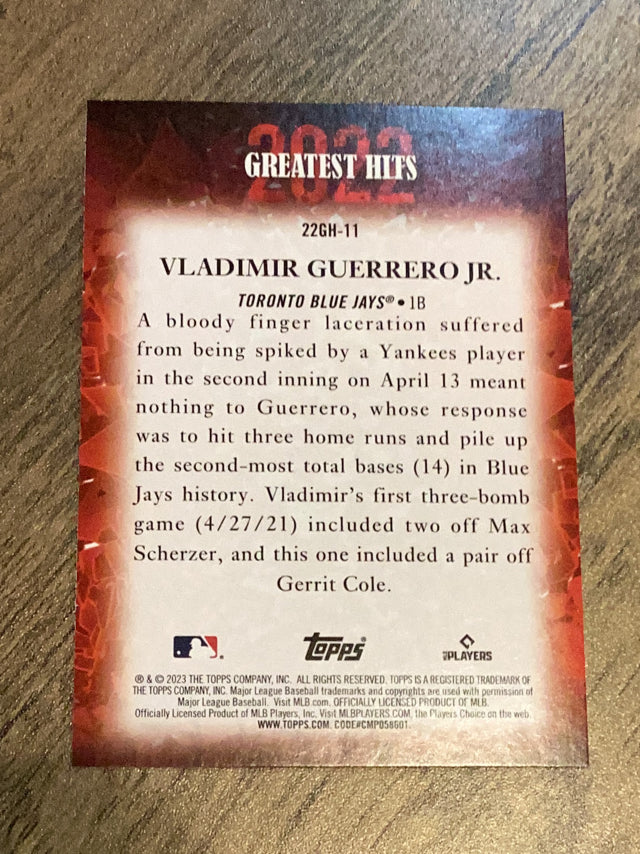 Vladimir Guerrero Jr. Toronto Blue Jays MLB 2023 Topps: 2022 Greatest Hits 22GH-11 Topps