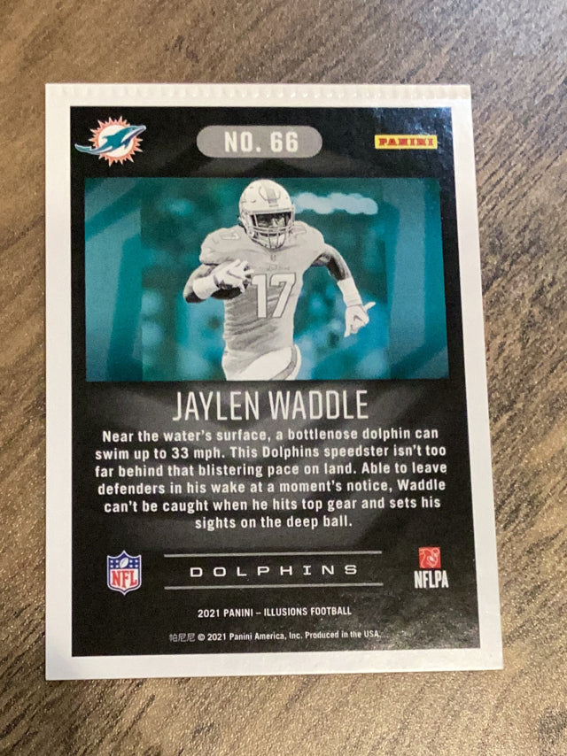 Jaylen Waddle Miami Dolphins NFL 2021 Panini Illusions - Trophy Collection Blue 66 SN75 Panini