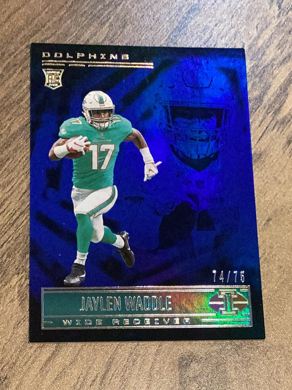 Jaylen Waddle Miami Dolphins NFL 2021 Panini Illusions - Trophy Collection Blue 66 SN75