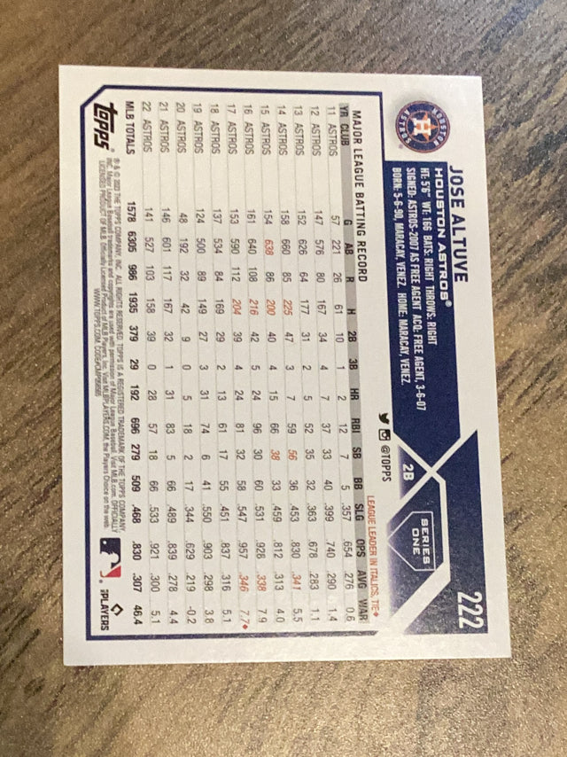 Jose Altuve Houston Astros MLB 2023 Topps 222 Topps