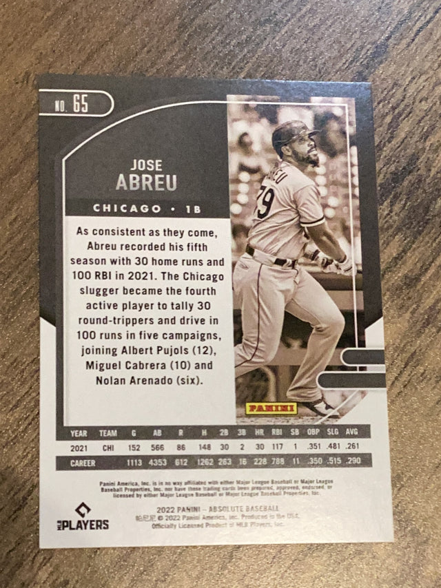 Jose Abreu Chicago White Sox MLB 2022 Panini Absolute 65 Panini